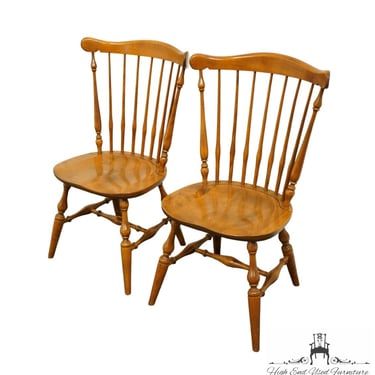 Set of 2 ETHAN ALLEN Heirloom Nutmeg Maple Spindle Back Dining Side Chairs 10-6081 