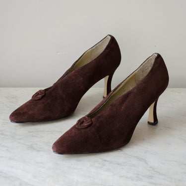brown suede pumps | dark brown heels | US 7.5 