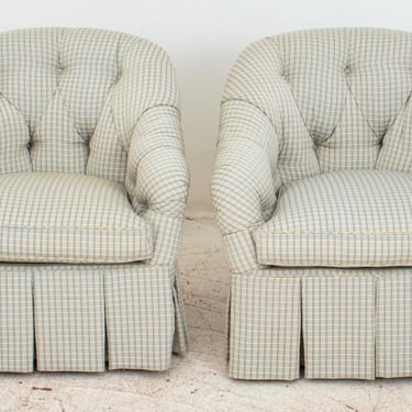 Napoleon III Style Upholstered Armchairs, Pair