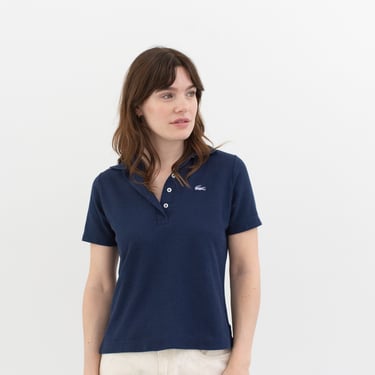 Vintage Navy Blue Lacoste Polo Tee Shirt | 70s Alligator Tennis Athletic Henley | XS | 