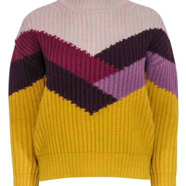 Ba&amp;sh - Purple, Mustard Yellow, &amp; Beige Color Block Sweater Sz 4