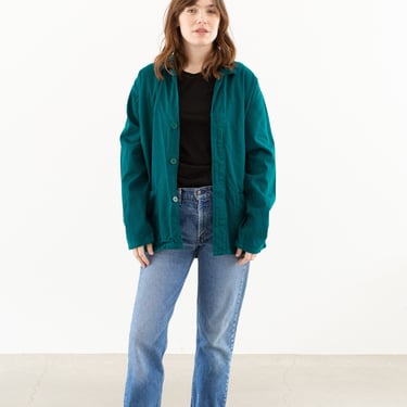 Vintage Emerald Green Chore Jacket | Unisex Cotton Utility Work | Made in Italy | L | IT461 