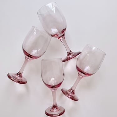 Set of 4 Pink Wine Glasses