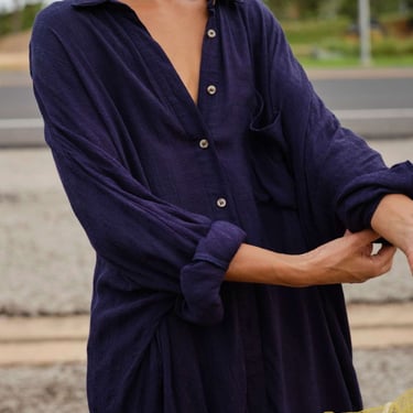 MAMÈNE Viscose Cocoon Shirt - Violet