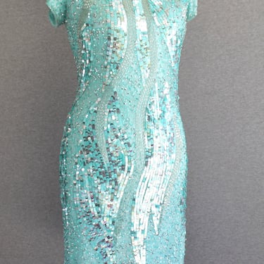 Beaded - CACHE- Aqua - Cocktail dress - Marked size 10 