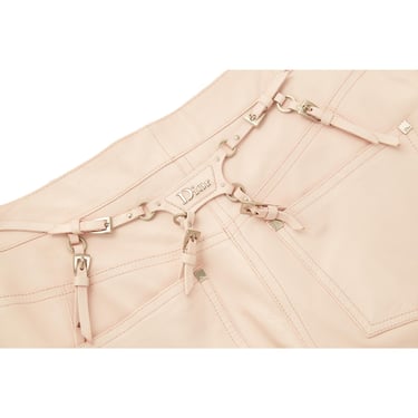 Dior Pink Logo Bondage Leather Pants