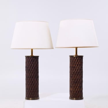 Thomas Pheasant for Baker Furniture Dowel PH020 Table Lamp - Pair 