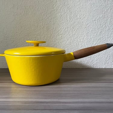 Vintage Yellow Copco Saucepan by Michael Lax Denmark, MID Century Modern Enamelware 