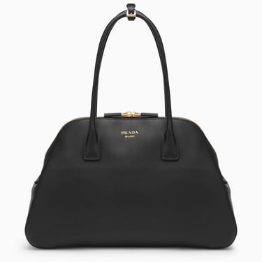 Prada Large Black Leather Shopping Bag Women