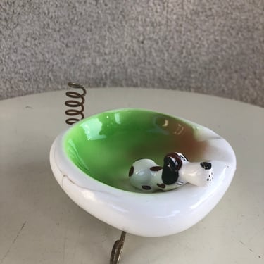 Wounded Bird vintage ashtray kitsch ceramic wire dog theme 