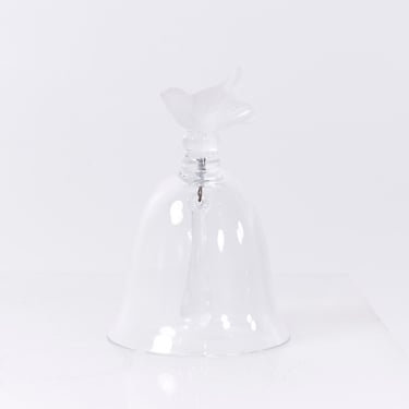 Lalique Frosted Crystal and Glass Bird Bell - mcm 