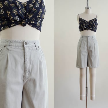 high waisted shorts | 90s vintage greige sage green jean shorts 