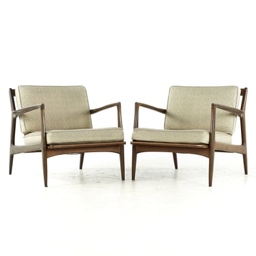 Kofod Larsen for Selig Mid Century Lounge Chairs - Pair - mcm 