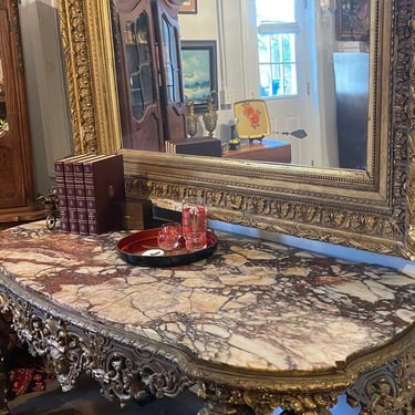 Antique Neoclassical Italian Marble Gilt Table