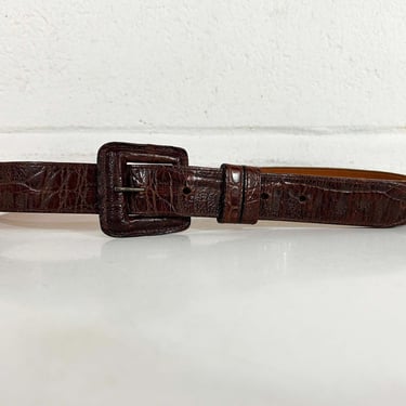 Vintage Joan & David Leather Belt Unisex Western Cowgirl Cowboy Rockabilly Country Southwestern Alligator Snakeskin Buckle Large 1990s 