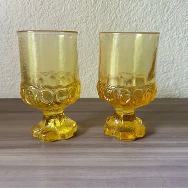 Set of 2 Vintage Franciscan Yellow Madeira Tea Water Wine Goblets Tumblers Glasses 