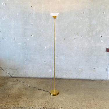 Mid Century Brass & Glass Floor Lamp By Koch & Lowy