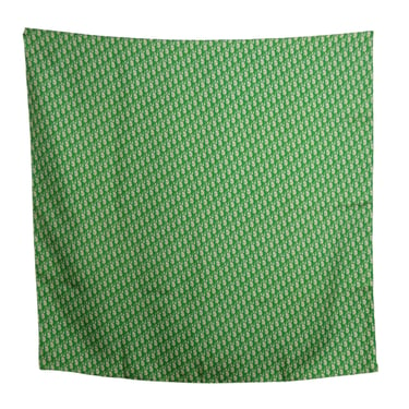 CHRISTIAN DIOR COLIFICHETS- Green Oblique Silk Scarf