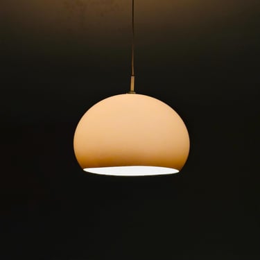 Mid century Harvey Guzzini Pendant Lamp, 1970s Italian Mid-Century Modern Dome Light in Caramel Brown” 