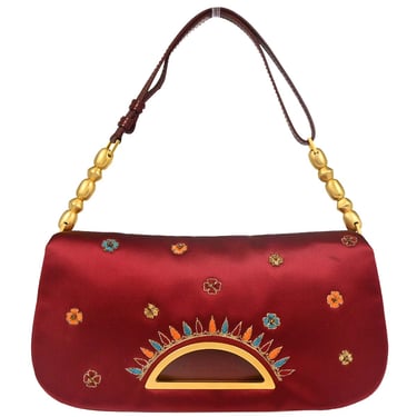 Christian Dior 1999 Bordeaux Satin Malice Shoulder Bag