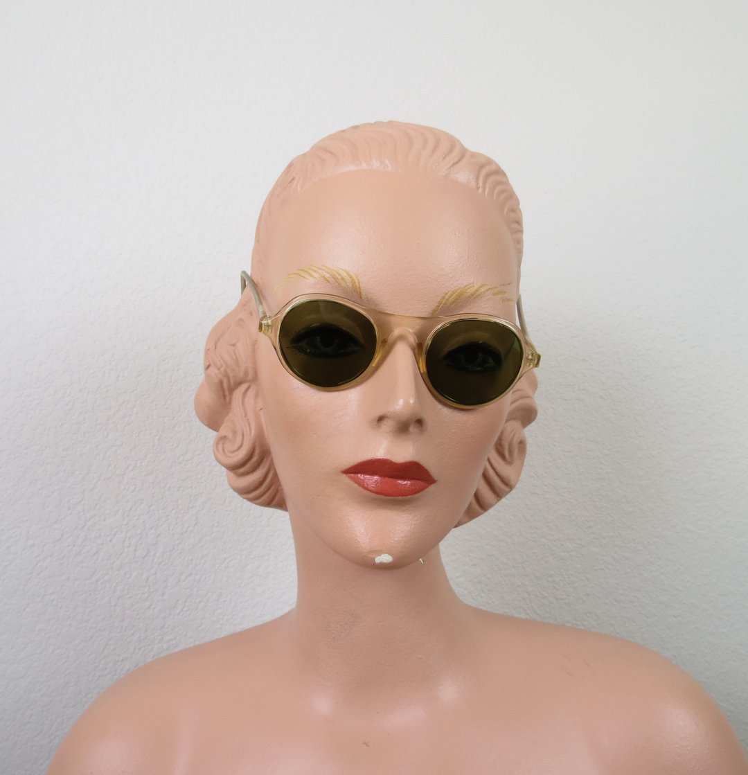 Vintage 1930s sunglasses, celluloid, art deco, eyewear, clear frame