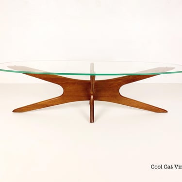 Adrian Pearsall “Jack's” Elongated Oval Glass Top Coffee Table 