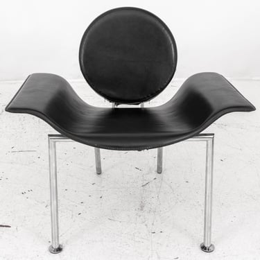 Italian Postmodern Leather & Steel Armchair, 1980s