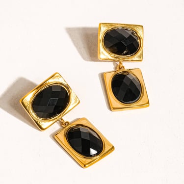 Chance 18K Gold Non-Tarnish Square Stone Earring