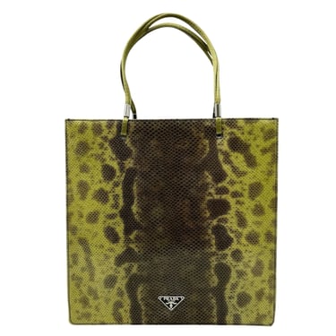 Prada Green Snakeskin Top Handle Bag