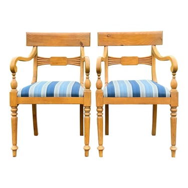 Milling Road by Baker Furniture Stripped Pine Armchairs - a Pair 