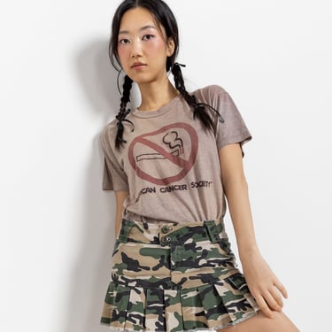 Y2K CAMO SKIRT Camouflage Vintage Mini Kilt Schoolgirl Pleated Mid Rise Cotton 2000's / Inch Hips / Small 
