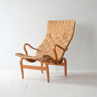 Bruno Mathsson 'Pernilla' Armchair with Matching Footstool, 1960s Scandinavian Design 