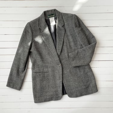 plaid alpaca jacket | 90s vintage dark academia Harvé Benard black white houndstooth checkered wool oversized blazer 