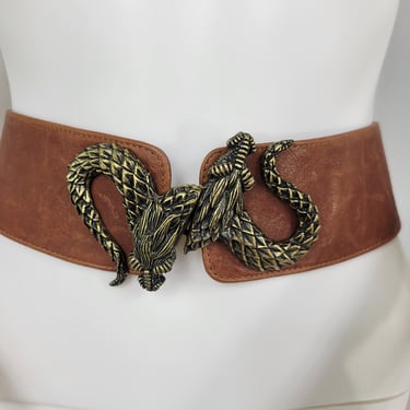 Raina Brown Leather Brass Dragon Belt I Sz Adj 