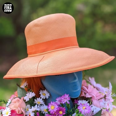 Fashionable Vintage 60s Light Orange Wide Brim Hat by Mr. John 