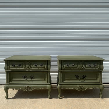 2 French Provincial Nightstands Set Bedroom Storage Vintage Shabby Chic Bedside Tables Nightstand Regency Paint Cottage CUSTOM PAINT AVAIL 