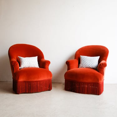 Pair of Napoleon III Crapaud Chairs | Brick Velvet