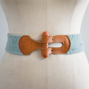 1970s/80s Aqua Belt with Bar Buckle 