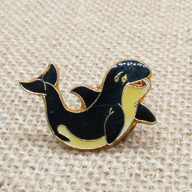 Vintage Orca Pin Killer Whale Hard Enamel Brooch 