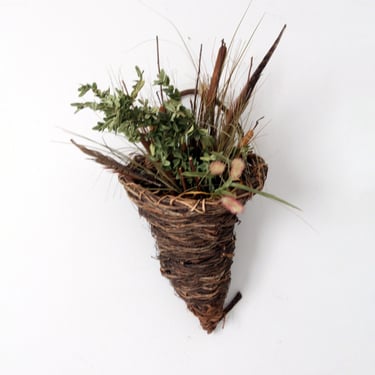 vintage rustic wicker wall basket 