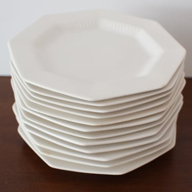 Mid Century Ironstone Bread Plates. Independence Ironstone Side Plates. Vintage Octagon White Plates. 