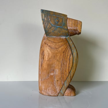 80's Vintage Don Freedman Hand Carved Wood - Woodpecker Bird Sculpture, Signed 