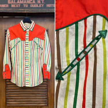 Vintage 1960’s Mod Two-Tone Western Cowboy Cotton Cowgirl Shirt, 60’s Snap Burton Shirt, Vintage Clothing 