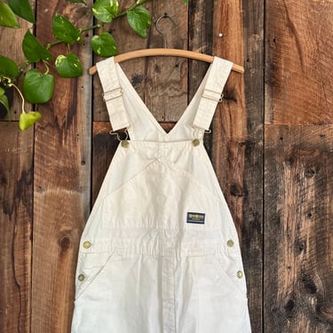 Vintage 80s Oshkosh Overalls Union Made Sanforized White Painters Tough Skins Size 32 waist 