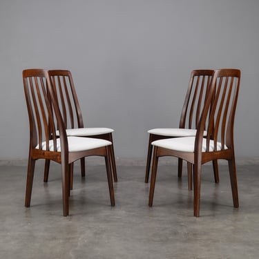 4 Svegards Slat-Back Scandinavian Mid-Century Modern Dining Chairs Mahogany & Leather 