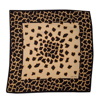 Escada - Black & Cream Leopard Print Silk Scarf