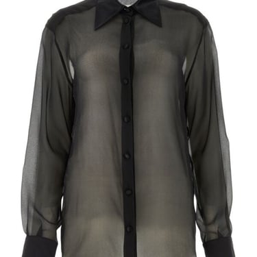 Dolce & Gabbana Women Black Stretch Silk Shirt