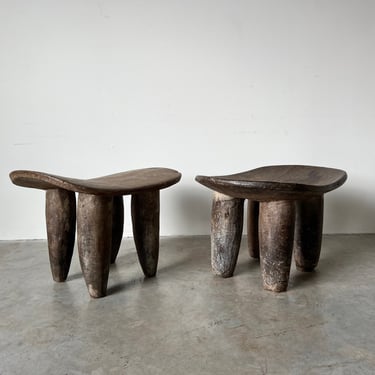 Vintage African Senofu Side Tables / Stools - a Pair 