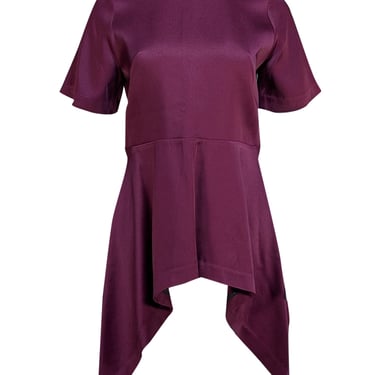 Sid Neigum - Maroon Satin Peplum Blouse Sz 6
