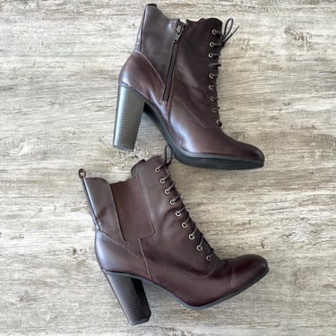 Vintage Liz Claiborne Brown Leather Lace Up Combat Boots Women’s US 8.5 